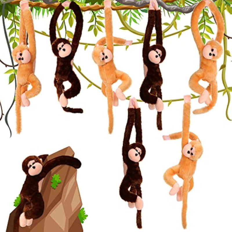 8 Packs Stuffed Monkey Hanging Stuffed Animal Plush Monkey Toy With Hook And Loop Fasteners Hands 20 Inch Large Plush Animal For Adults Gifts Decors(Brown, Khaki)