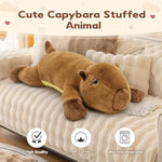 39.4" Capybara Plush Pillow, Cute Capybara Stuffed Animal, Soft Sleeping Capybara Throw Pillow Birthday Christmas Festival Gifts For Kids Adults (Dark Brown)
