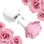 Pink Rose Glass Anal Butt Plug Trainer Crystal Anal Plug Anal Sex Toy Transparent Butt Plug Anal Toys For Men Women Lover Anal Expander Training Sex Toys Anus Dilator Dildo (L)