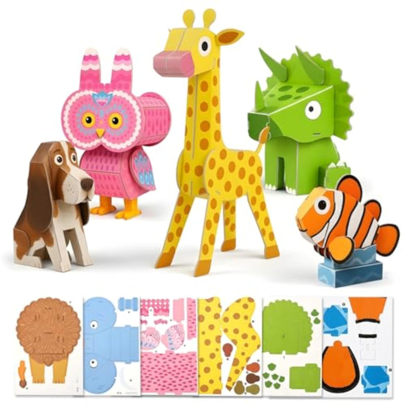5 Pack 3D Animal Puzzle Art Craft Kits for Kids Ages 3-8 DIY Set