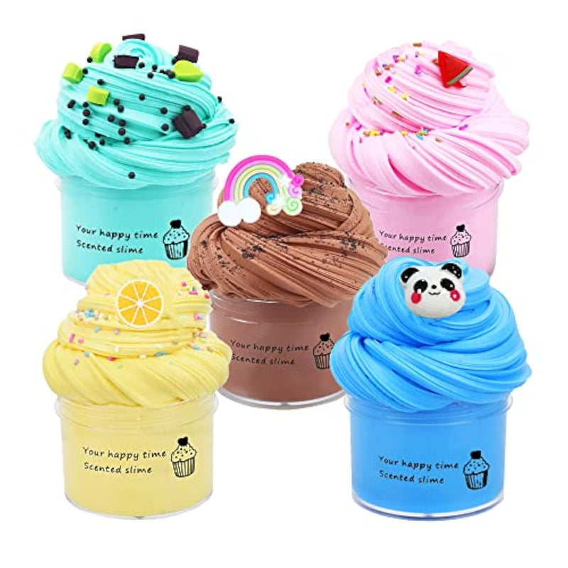 5 Pack Butter Slime Kit,Birthday Gifts For Kids,Party Favor For Girls & Boys,Non Sticky,Super Soft Sludge Toy