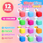 12 Pack Slow Rising Stress Cube, Dough Stress Balls Squishy Fidget Toys For Anxiety Relief, Soft Fidget Cube, Pull Stretch Squishy Toys For Classroom Prize, Party Favors For Kids Adults