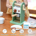 Kids Wooden Coffee Maker Toy,Coffee Machine Playset With Grinder,Play Coffee Making Routine,Stimulates Imaginative Pretend Play And Life Skills,Birthday Gift For Toddler Boy Girl,17Pcs