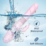 Silicone Thrusting Vibrator Dildo For Women, Clitoral Butt Nipple G Spot Stimulator With 10 Powerful Vibration Thrust And Lick Modes, Rechargeable Rabbit Vibrators Adult Sex Toys For Couple(Pink)