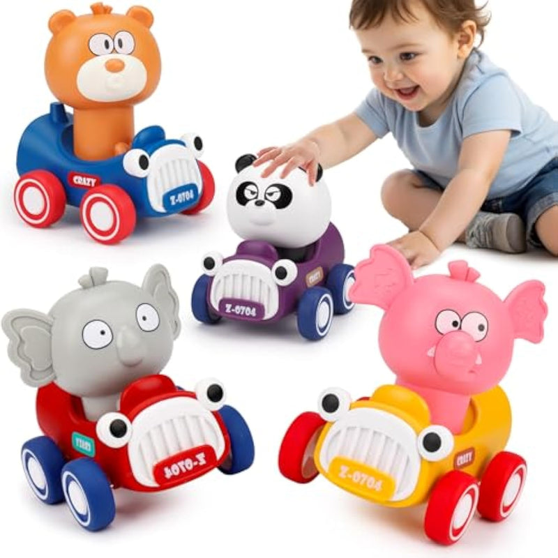Press And Go Toy Cars For Toddlers 1-3 Push Go Animal Racing Baby Cars Toys Infant 6-12-18 Months Toys For 1 Year Old Boy Girl First Birthday Gifts For One Two 2 Year Old Toddler Toys 1-2 2-3