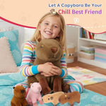 5Pcs Capybara Stuffed Animal Mommy 15.7 Inch With 4 Mini Babies 5.5 Inch Family Set Cute Plushies Toys Gifts For Kids