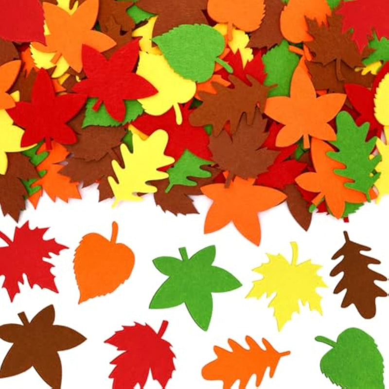 200Pcs Felt Fall Leaves Stickers for Crafts and Decorations