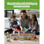 Horse Stable Playset, Horse Gifts For Girls And Boys With 3 Horses And 2 Riders, Horse Toys Set Farm Animals Toys For Kids 3 4 5 6 7 8+ (Horse Playset 1)