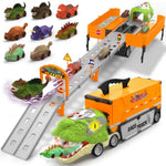 Dinosaur Carrier Truck Race Track Toys For Kids 3-5, Large Toy Cars Track Set With 8 Small Dinosaur Cars, T-Rex Transport Carrier, Christmas Birthday Gifts For 3 4 5 6 7 Year Old Toddler Boys Girls