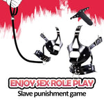 Silicone Penis Gag Ballgag Harness with Leather Bondage Hood