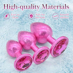 Anal Plug Training Kit Sex Toy, Ice Flake Finish With Jeweled Base 3Pcs Set Anal Butt Trainer, Anal Plug Adult Sex Toys For Beginner Prostate G Spot Prostate Plugs (Rose)