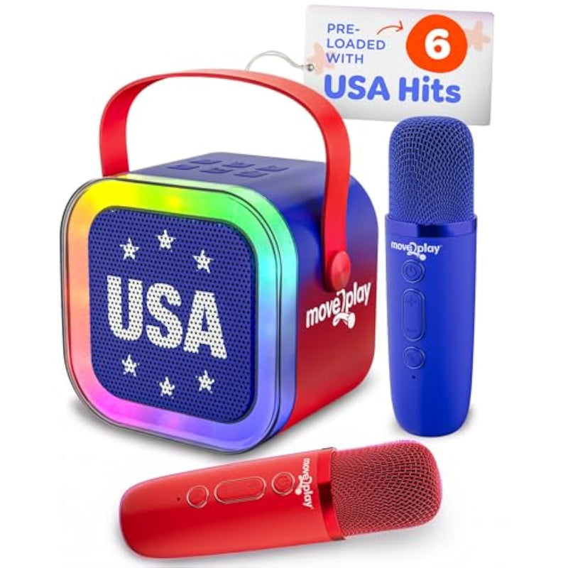 , Usa Karaoke Machine For Kids | Includes 20+ American Songs | 2 Microphones | Connect With Bluetooth For 3, 4, 5, 6, 7+ Year Olds | Toy For Girls & Boys | Super Bowl