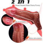 Soft Male Extender Condom Penis Enlarge Sleeve, Silicone Animal Penis Enlargement Extension Sheath With Cock Ring, Penis Enlargement Pump,Adult Hollow Dildo Couples Reusable Sex Toy