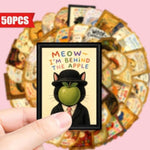 Vintage Animal Art Stickers, Waterproof, 50 Pcs, High-Quality Transparent PET
