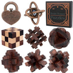 8 Pcs Brain Teaser Puzzles For Adults Teens - Metal Puzzles 3D Puzzle Game Toys For Adults Teens - Wooden Unlock Interlocking Puzzle Adult Iq Education Smart Toys