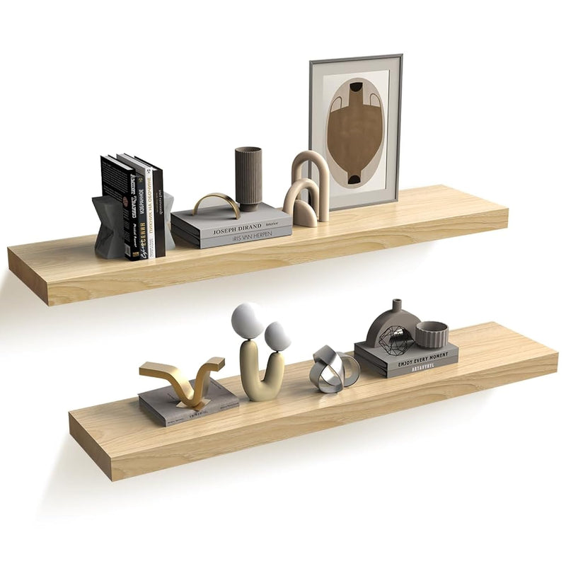 Floating Shelves, Wood Wall Shelf, Natural Wooden Home Decor For Bathroom Kitc