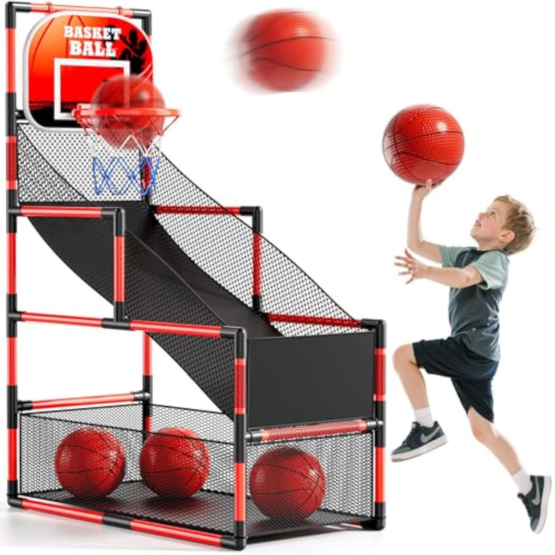 Arcade Basketball Game Set For Kids 3-12 Years Old, Kids Basketball Hoop With 4 Balls & Pump, Indoor Outdoor Sports Play Toys, Basketball Games Toys, For Boys Girls Teens