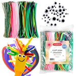 600 Pcs Pipe Cleaners Craft Set, 20 Colors with Googly Eyes