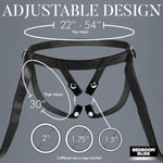 Bedroom Bliss Velvet Kiss Strap-On Harness For Men, Women & Couples. Fully Adjustable Strap With Soft Velvet Lining. Vegan Friendly Faux Leather. Includes 3 O-Rings. 4 Piece Set, Black