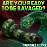 Python Silicone Dildo For Beginners, Men, Women, & Couples. Fantasy Dildo With Suction Cup Base. Harness Compatible, Premium Silicone. 1 Piece, Green & Black.