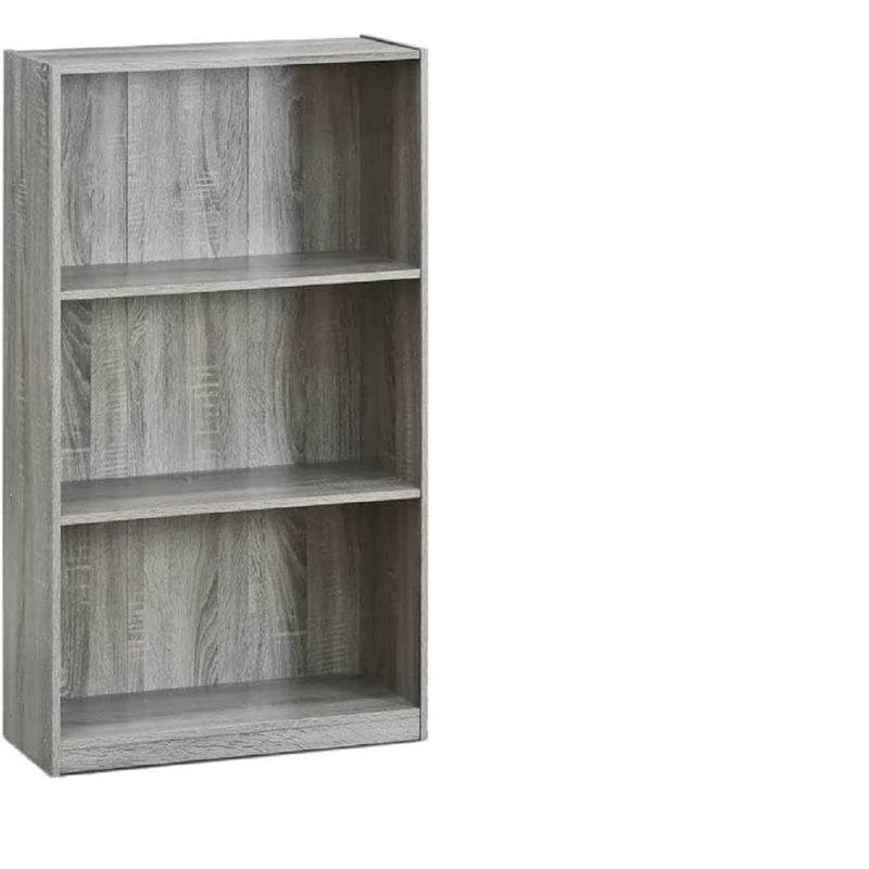 Basic 3-Tier Bookcase Storage Shelves, French Oak Grey