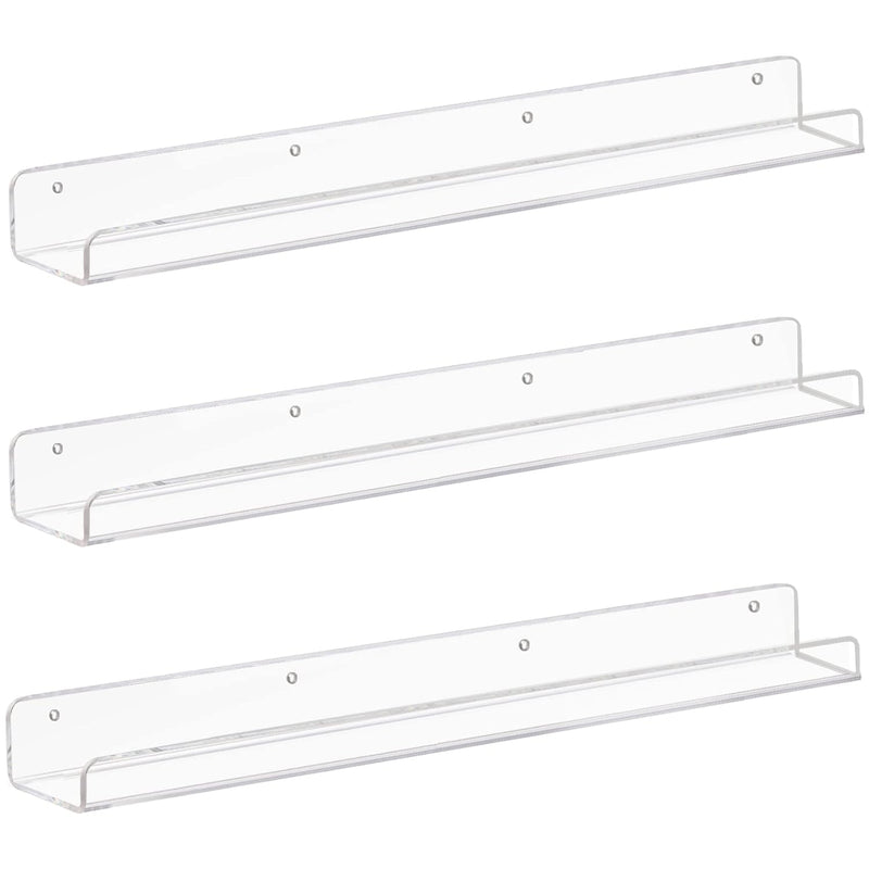 Clear Acrylic Shelves 24 Inches, Floating Wall Bookshelf For Kids, Transparent