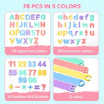 Magnetic Letters And Numbers, Abc 123 Alphabet Fridge Magnets For Toddlers & Kids, Preschool Educational Learning Plastic Refrigerator Toy Set, Uppercase & Lowercase, Math Symbols (78 Pcs)