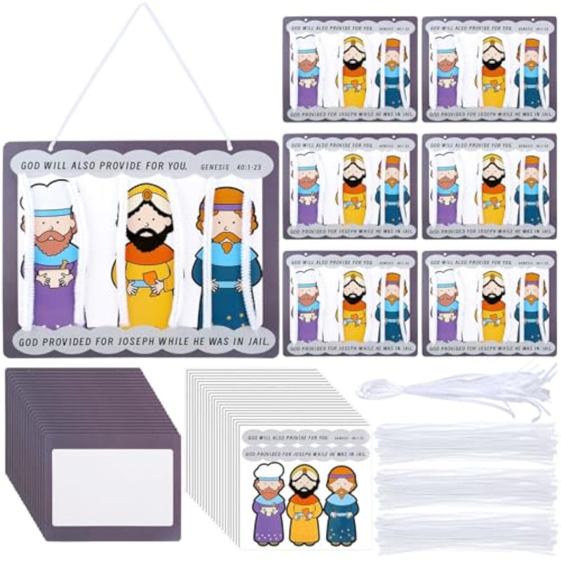 24 Sets Joseph in Jail Bible Craft Kit for Kids, VBS Activity with Stickers