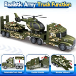 Army Truck Boy Toys, 3 4 5 6 Vehicle Car Toy Brithday Gifts, 3 In 1 Extra Large Transport Truck With Helicoper And Tank Lights Sounds