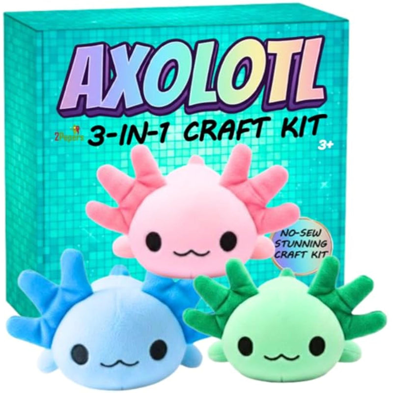 3-in-1 DIY Axolotl Plush Toys Arts and Crafts Kit for Kids