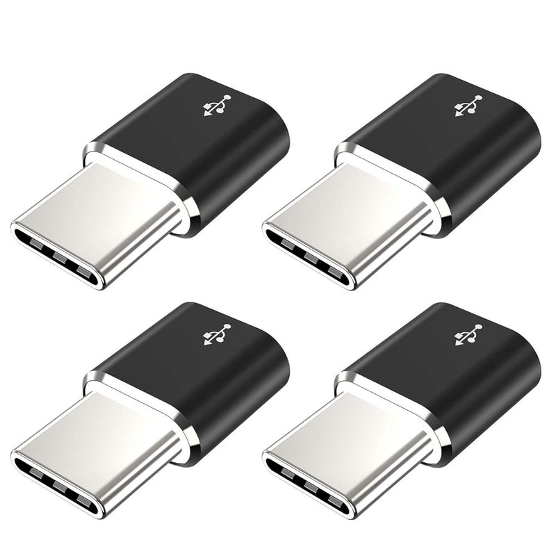 Usb Type C Adapter (4-Pack), Micro Usb Female To Usb C Male Fast Charging Connector For Samsung Galaxy S20 S10 S9 S8 Plus,Note 9 8,A10 A20 A51,Lg V35 V30 G7 G6,Usb C Charger (Black)