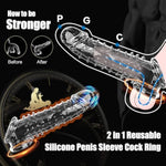 Reusable Penis Sleeve Extender Clear Cock Sleeve Adult Sex Toys,Soft Graininess Shaped Penis Enlarger For Men,Durable Penis Extension Cock Ring Male Sex Toys For Couples Pleasure
