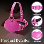 Mouth Gag With Silicone Dildo,Adjustable Leather Silicon Sm Realistic Penis Bdsm Fetish Slave Restraints Strap On Sex Toys For Adult Couple (Pink)
