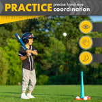 T Ball Stand For Toddlers 3-5, 5-8 - Baseball Set Includes 6 Balls, Adjustable Batting Tee, And Storage Net