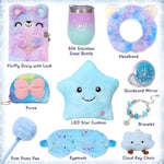 Gifts For Girls Age 6 7 8 9 10, Girls Toys Gift Set With Cute Fuzzy Bear Diary With Lock & Pen, Light Up Star Pillow, Water Cup & Fluffy Accessories, Winter Christmas Birthday Gifts For Girl
