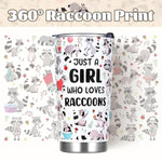 Raccoon Gifts, Racoon Gifts For Women, Just A Girl Who Loves Raccoons 20 Oz Insulated Tumbler, Christmas Birthday Gift For Raccoons Lovers Girl Women, White