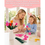 864 Pcs Pipe Cleaner Flower Craft Kit, 13 Colors Chenille Stems with Handle