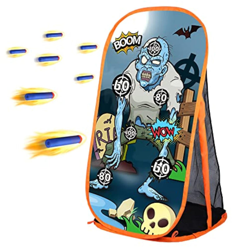 Toy Foam Blasters Shooting Practice Target Compatible With Nerf Toy Blasters - Zombie Shooting Target Game With Net - Ideal Shooting Games Toy Gift For Boys Girls Indoor Outdoor Activity