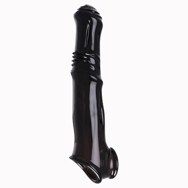 Huge Monster Penis Sleeve Male Penis Extender Sleeve With Cock Ring, Realistic Penis Enlarger Sleeve With 2.75" Extended Solid, Penis Extension Sleeve Adult Sex Toy Men Sex Tools (Black-L)