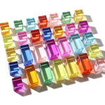 30 Pcs Mixed Acrylic Blocks Set - 10 Long (2.5X2.5X5Cm) + 20 Cube (2.5X2.5X2.5Cm) Rainbow Gem Blocks, Sensory Stacking Toy For 1 2 3 4 Years Old, Boys Girls Gift With Rich Building Possibilities
