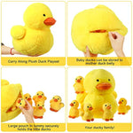 6 Pcs Yellow Duck Stuffed Animal Play Set, Mother With 5 Little Duck Plush, Stuffed Animals Plushie Soft Huggable Plush With Zipper Pouch Toy Dolls For Kids Nursery Birthday Gift Party Decor