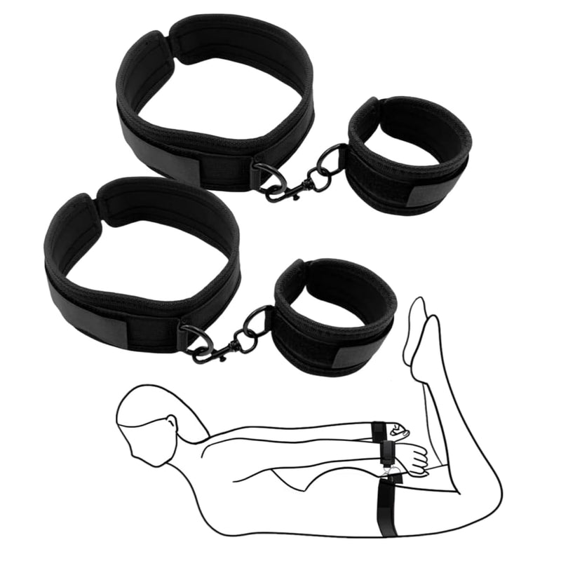 Wrist Thigh Cuffs Bondage Restraints Set Bdsm Handcuffs Leg Straps Tie Kit Adjustable Cuffs Sex Furniture Toys For Couples Women Sm Games