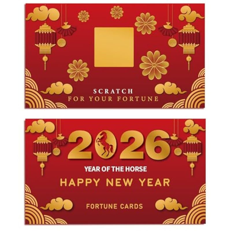30 Count Chinese New Year 2026 Scratch Off Card Game - Year Of The Horse Fortune Cards - Fun Activity For Lunar New Year, Chinese New Year'S Celebration Party, Office Party - Decorations & Favors