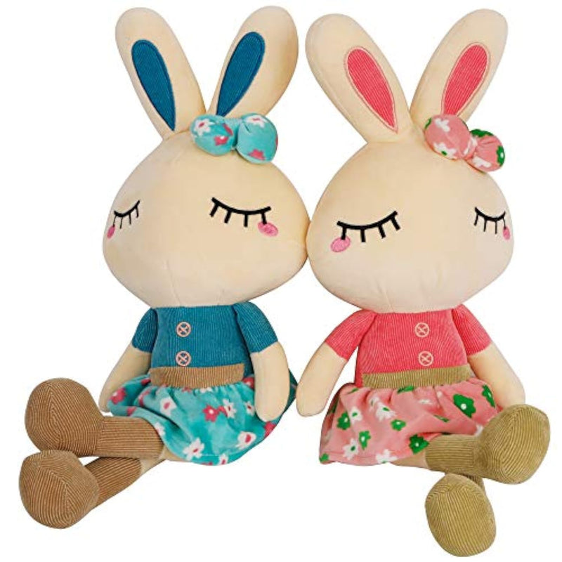 Set Of 2 Easter Bunny Plush For Kids, 18.3" Easter Stuffed Animal, Big Rabbit Toys Cute Birthday Gifts For Boy Girl, Pink & Blue