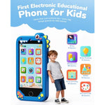4 Inch Kids Smart Phone, Touchscreen Hd Dual Camera Cell Phone For Children, Christmas Birthday Gifts Dinosaur Learning Toys For Boys 3-10, First Preschool Education Phone Toy With 200+ Games