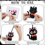 24 Sets DIY Cat Halloween Craft Kits with Self-Adhesive Stickers and Ribbons