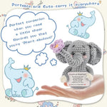 Mini Positive Crochet Animals Elephant With Message Card Emotional Support Crochet Plush Encouragement Funny Christmas Birthday Gifts For Women Elephant Gift For Women Friend Decor For Home Office