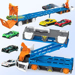 Toy Transporter Carrier Truck For Kids 3-5 Years Old, Foldable Truck Race Track With 6 Ejection Cars, Catapulting And Shooting Carrier Car Toy For Boys Girls Age 3 4 5 6 Years