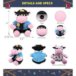 Cow Police Officer Plush Toy - Super Soft Cow Cop Stuffed Animal Dress Up With Cute Cop Uniform And Cap Outfit Gift For Law Enforcement, Sheriff, Security Guard - 6 Inches