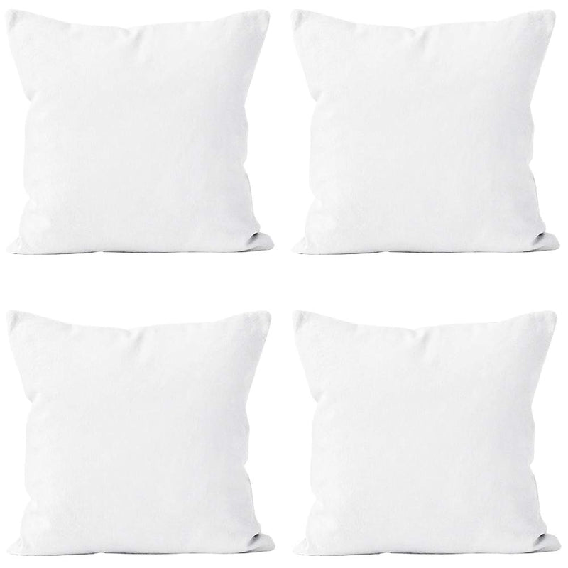 Homes Throw Pillow Covers 18 X 18 Inch - Sublimation Blank White 4 Pc Pack Wit